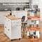 White Solid Wood and MDF Kitchen Island with Drop Leaf and Lockable Wheels